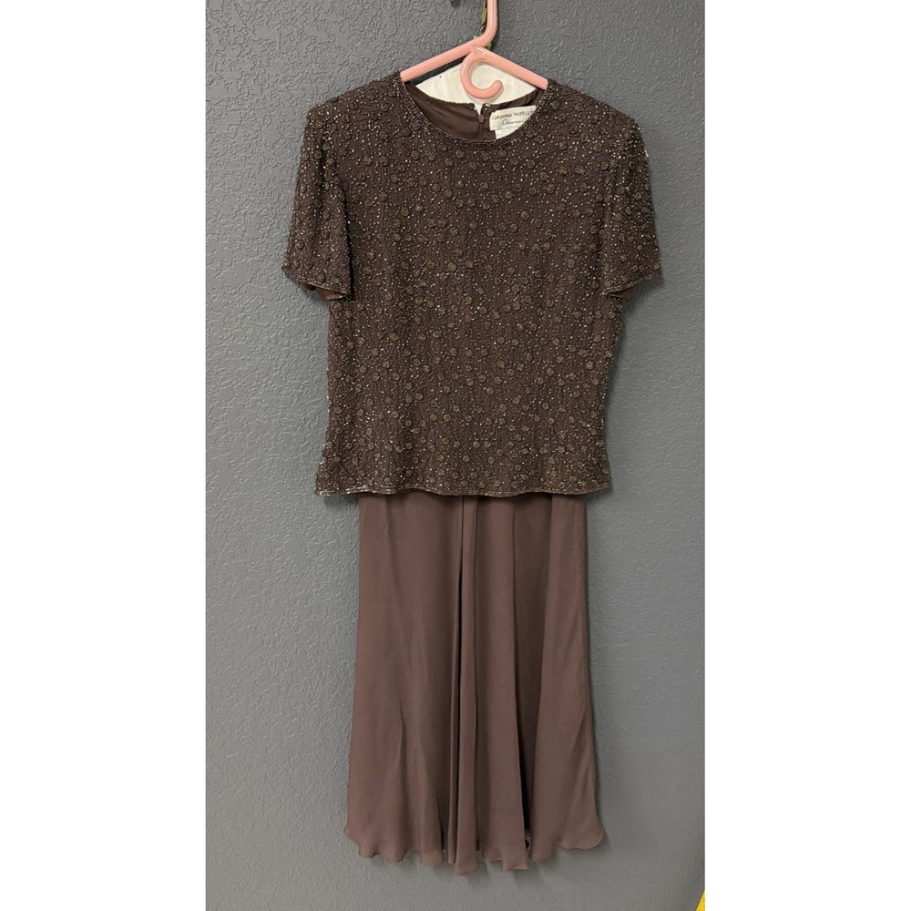 Adriana Papell Evening Essentials Sequined blouse skirt set 8 mother of the brid
